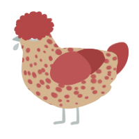 A beige and red chicken with a speckle pattern