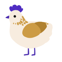 A cream and gold chicken with a neck-speckle pattern