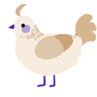A cream and beige chicken with a neck-speckle pattern