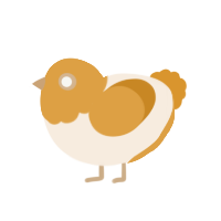 A cream and orange chicken with a head pattern