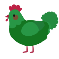 A leaf and viridian chicken with a head pattern