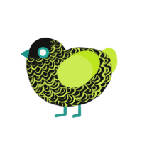 Dark Magic Lace, a black and lime chicken with a double-lace pattern