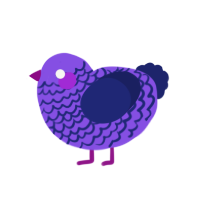 A blurple and navy chicken with a lace pattern