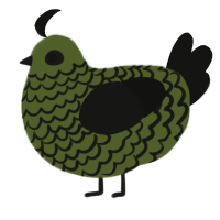 A olive and black chicken with a lace pattern