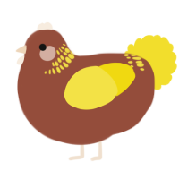A russet and yellow chicken with a neck-band pattern