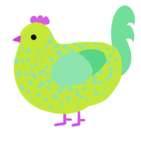 A lime and spring chicken with a speckle pattern