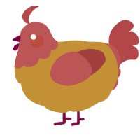 A gold and red chicken with a head pattern