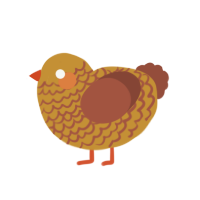 A gold and russet chicken with a lace pattern