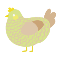A lemon and beige chicken with a lace pattern