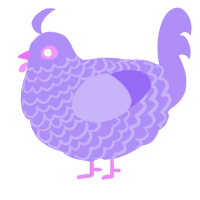 A lilac chicken with a lace pattern