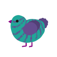 A turquoise and overcast chicken with a bar pattern