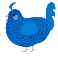 A ultramarine and sapphire chicken with a lace pattern