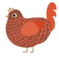 A russet and vermilion chicken with a lace pattern