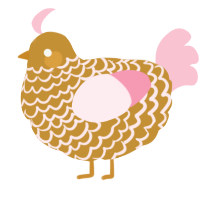 A gold and rose chicken with a lace pattern