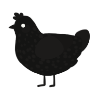 A black and sable chicken with a speckle pattern