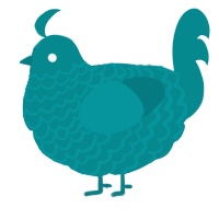 A teal chicken with a lace pattern