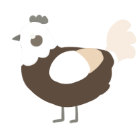 A bark and cream chicken with a head pattern