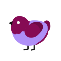A lilac and wine chicken with a head pattern