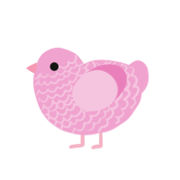 A pink chicken with a lace pattern