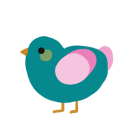 A teal and pink chicken