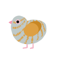 A silver and orange chicken with a bar pattern