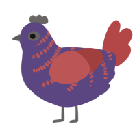 A overcast and red chicken with a half-bar pattern
