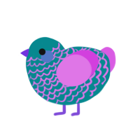 Autumnthetics, a teal and orchid chicken with a lace pattern