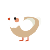 A beige and white chicken with a head pattern