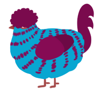 A cerulean and wine chicken with a bar pattern