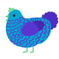 A cerulean and indigo chicken with a lace pattern