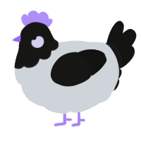 A mist and black chicken with a head pattern