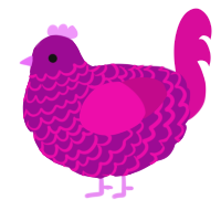 A plum and fuchsia chicken with a lace pattern