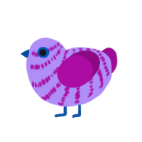 A lilac and plum chicken with a bar pattern