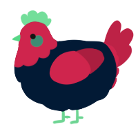 A tumblr and crimson chicken with a head pattern