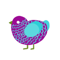 A plum and aqua chicken with a lace pattern