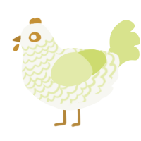 A white and lemon chicken with a lace pattern