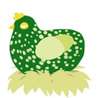 A leaf and lemon chicken with a speckle pattern