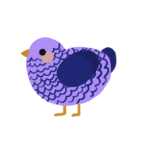 A lilac and navy chicken with a lace pattern