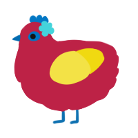 A crimson and yellow chicken
