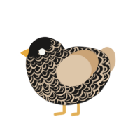 A sable and beige chicken with a double-lace pattern