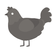 A grey chicken with a head pattern