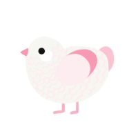 A white and rose chicken with a lace pattern