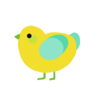 A yellow and mint chicken