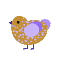 A gold and lilac chicken with a speckle pattern