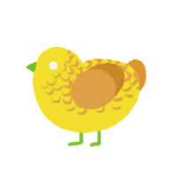 A yellow and orange chicken with a half-lace pattern