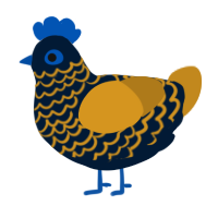 A tumblr and ochre chicken with a lace pattern