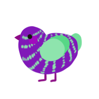 A violet and spring chicken with a bar pattern