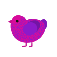 Violet, a fuchsia and violet chicken with a double-lace pattern