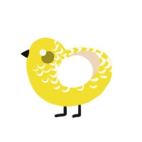 A yellow and cream chicken with a half-lace pattern