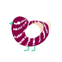 A maroon and cream chicken with a bar pattern